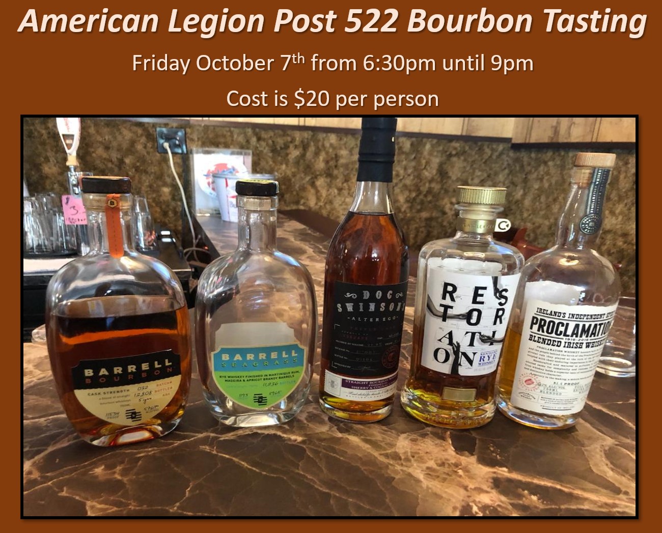Bourbon Tasting Friday Oct. 7th