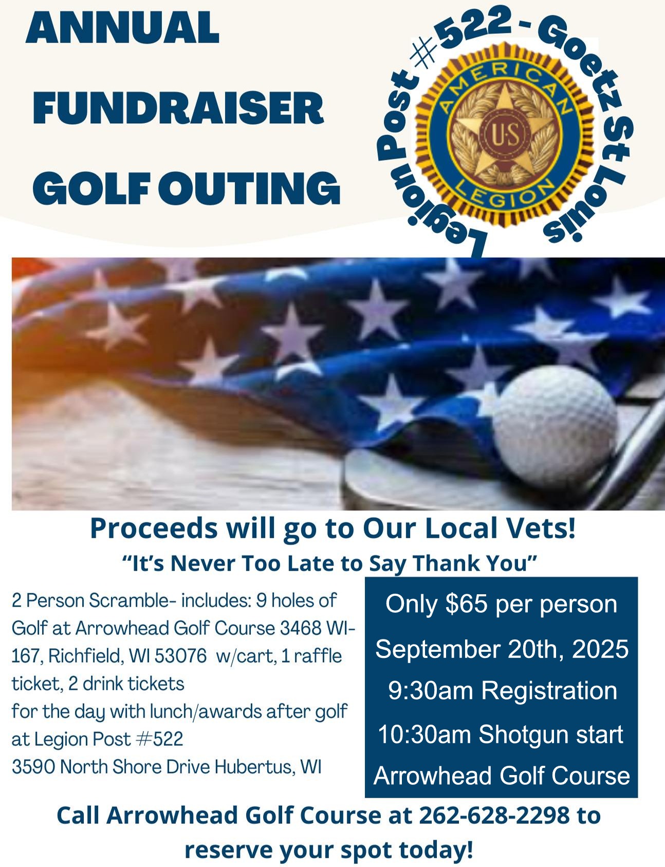 Annual Fall Golf Outing ~ Saturday, September 20th
