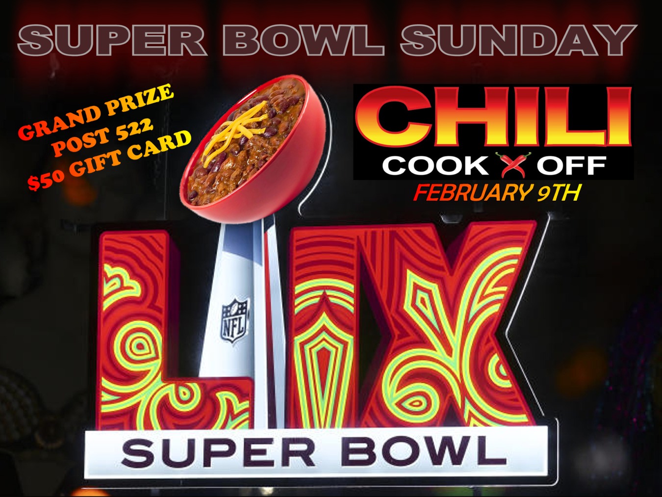 Super Bowl Chili Cook-off ~ Sunday, February 9th