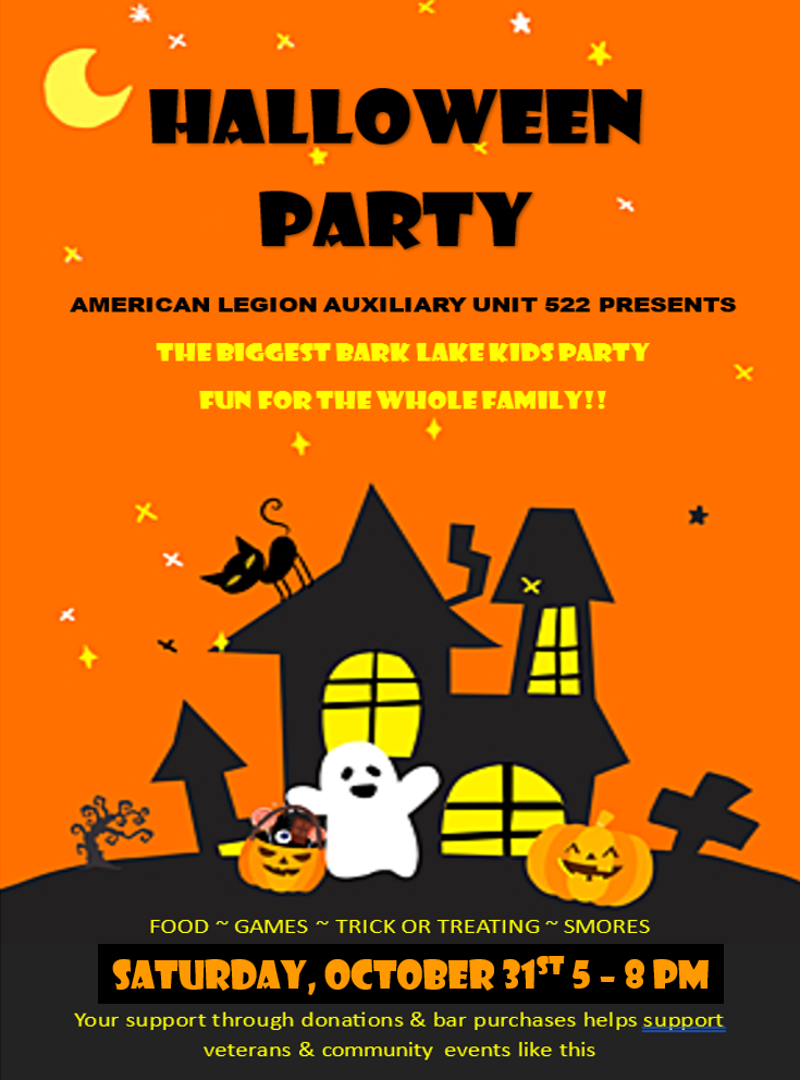 Post Auxiliary 522 Halloween Party ~ Saturday, October 31st