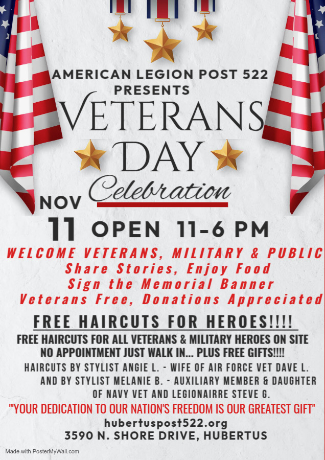 Veteran’s Day Celebration ~ Tuesday, November 11th