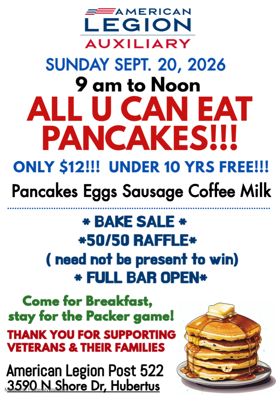 Auxiliary 522 Pancake Breakfast ~ Sunday, September 20th